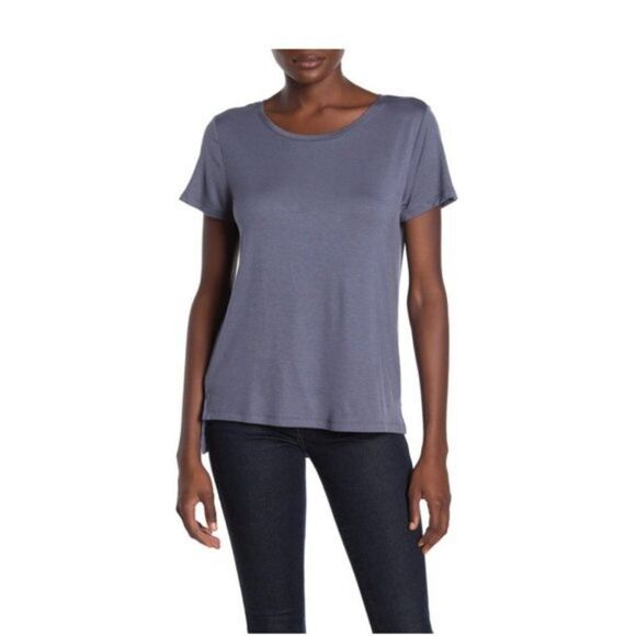 Halogen New Step Hem Crew Neck T-Shirt - Picture 1 of 7